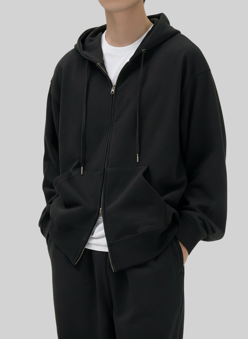 Men’s Premium Double Zipper Black Hoodie