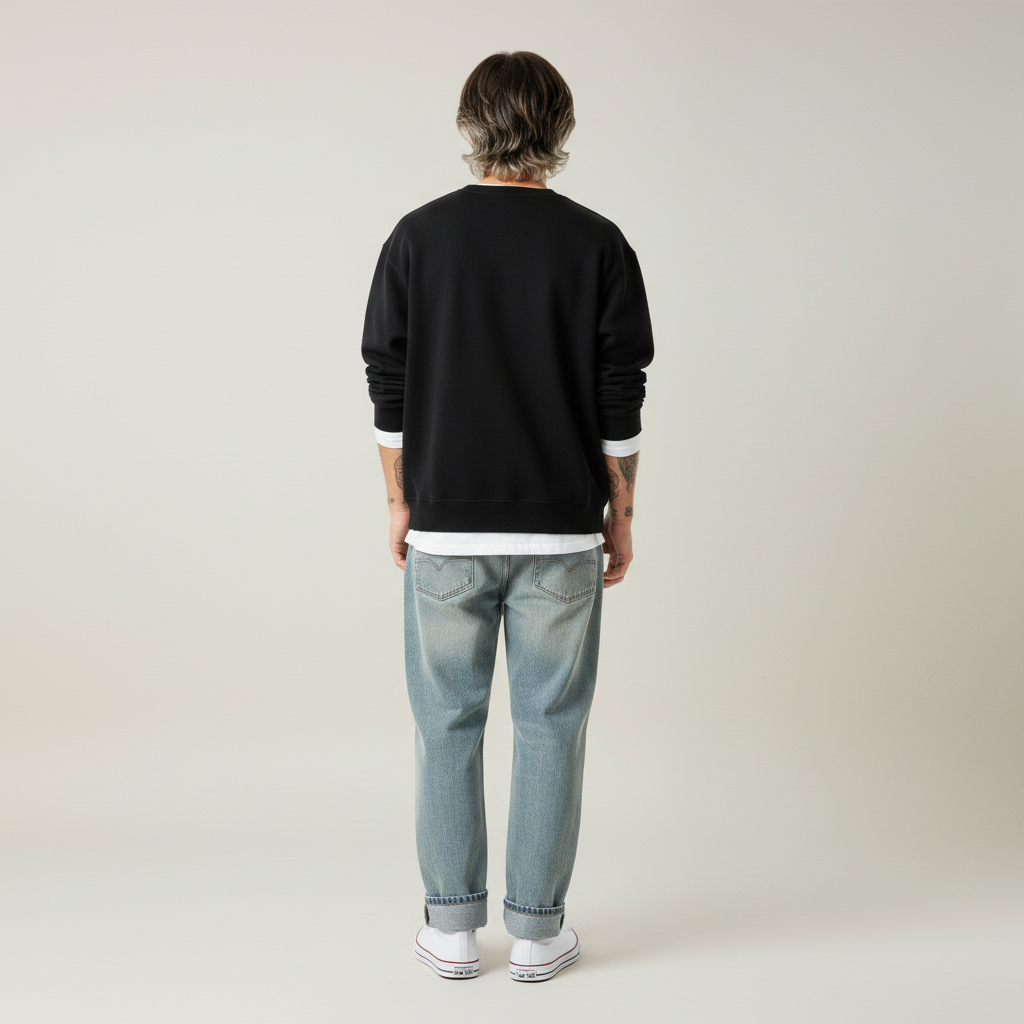 Premium 350 GSM Solid Black Oversized Sweatshirt