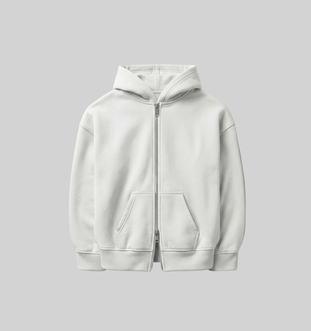 Men’s Premium Double Zipper White Hoodie