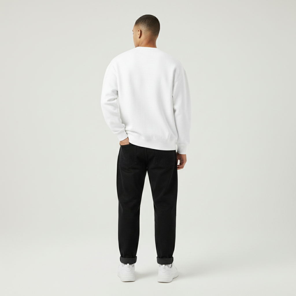 Premium 350 GSM Solid White Oversized Sweatshirt