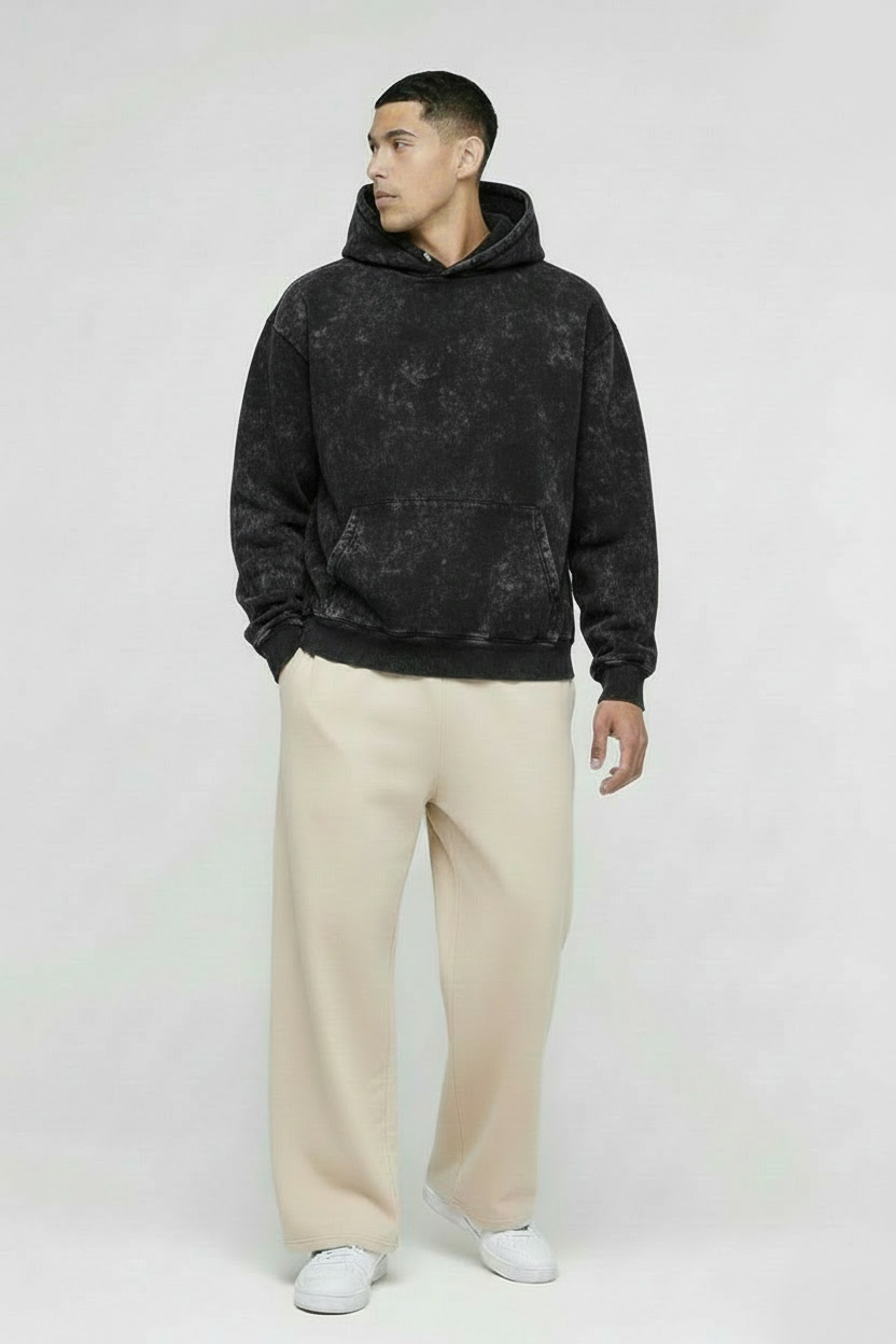 Oversized Stone Wash Heavyweight Hoodie | Vintage Streetwear Fit (No Drawstrings)