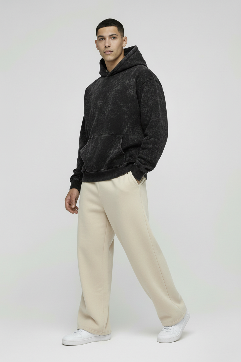 Oversized Stone Wash Heavyweight Hoodie | Vintage Streetwear Fit (No Drawstrings)