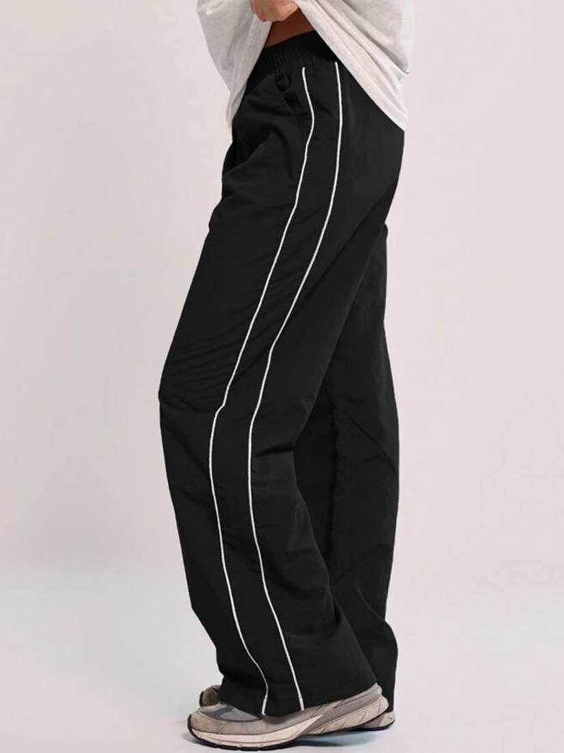 Men’s Plus Size Loose-Fit Athletic Track Pants – Black | Casual Streetwear