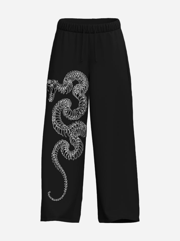 Black Oversized Snake Skeleton Pants – Streetwear Edition