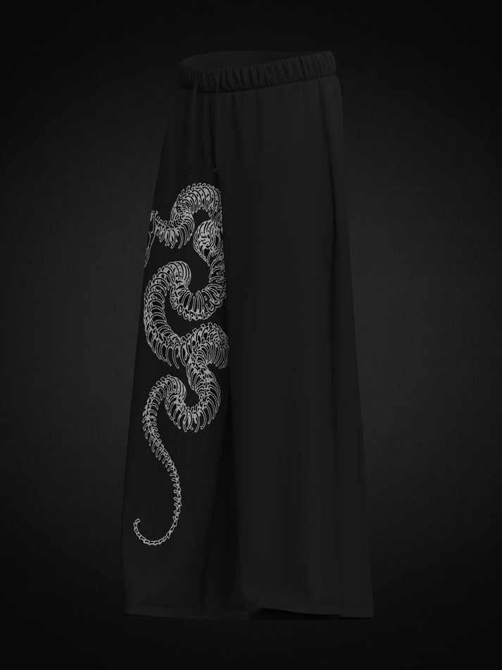 Black Oversized Snake Skeleton Pants – Streetwear Edition