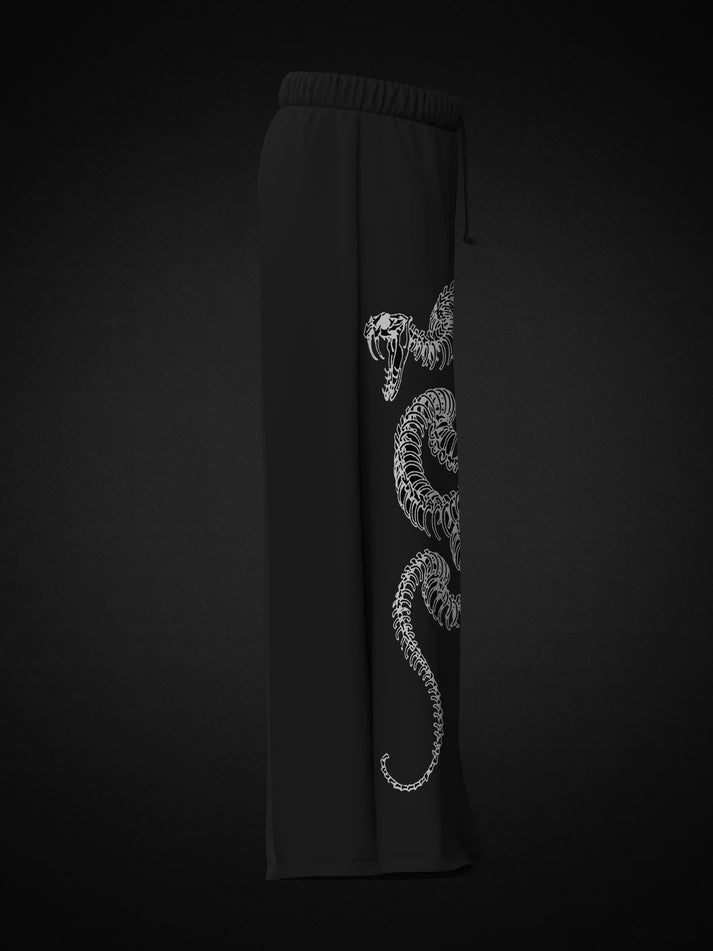 Black Oversized Snake Skeleton Pants – Streetwear Edition