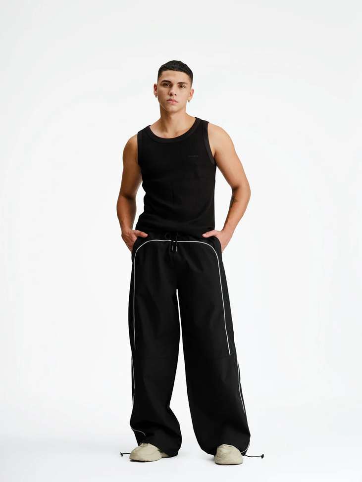 Black Wide Leg Track Pants – Oversized Streetwear