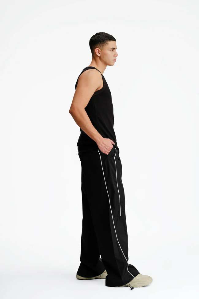 Black Wide Leg Track Pants – Oversized Streetwear