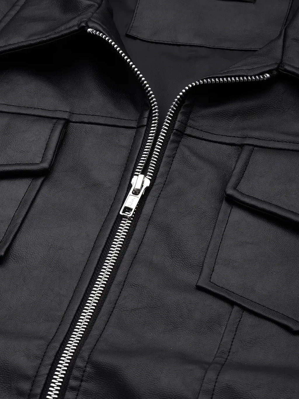 Men’s Premium Black Faux Leather Zip-Up Jacket