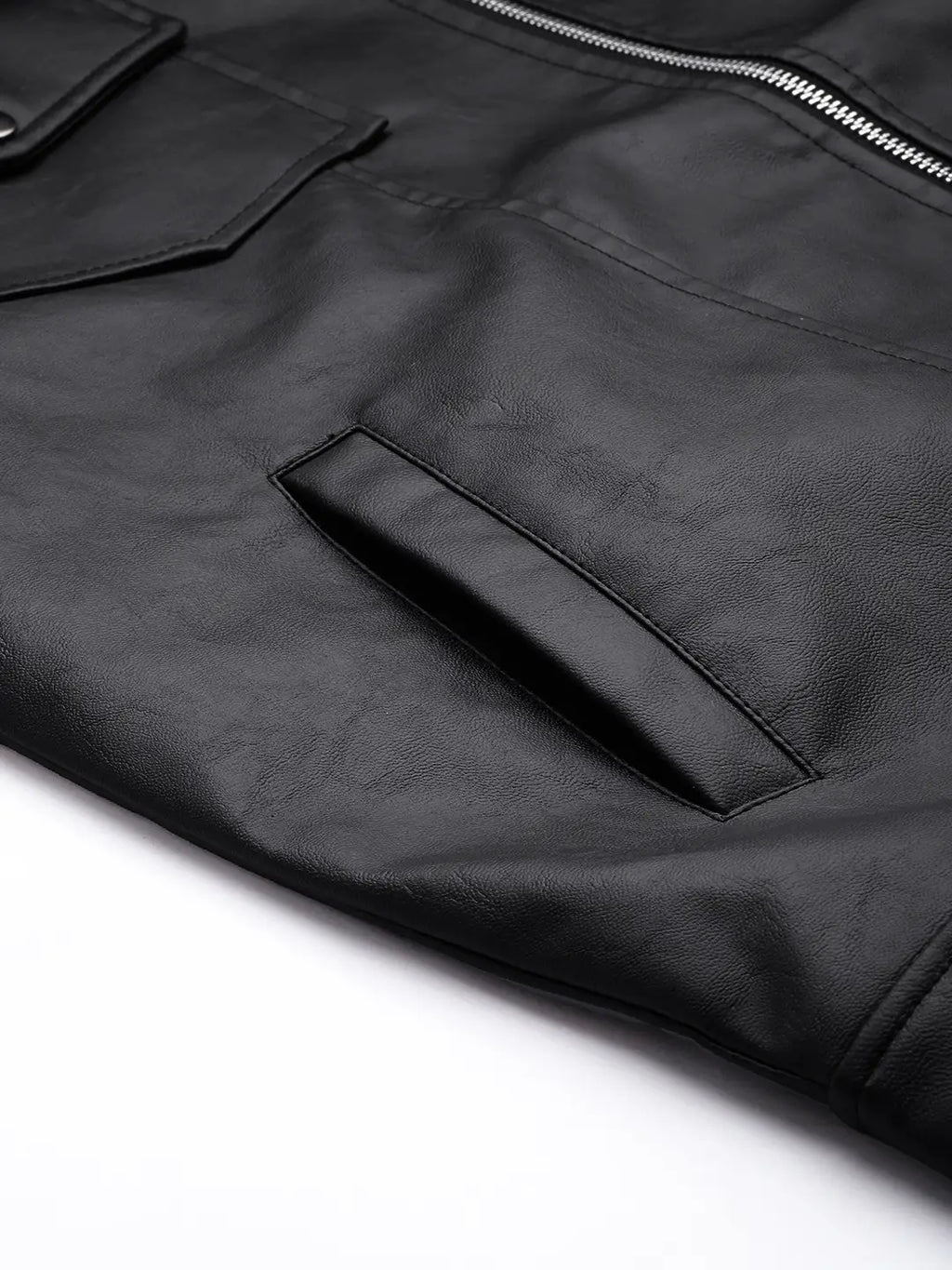 Men’s Premium Black Faux Leather Zip-Up Jacket