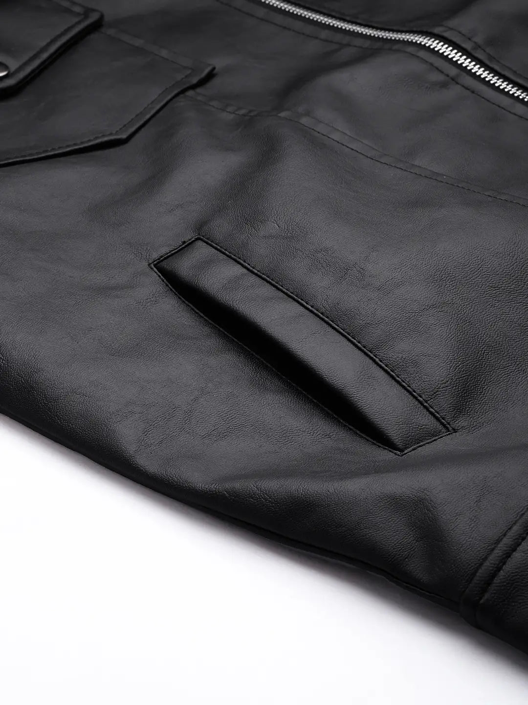 Men’s Premium Black Faux Leather Zip-Up Jacket