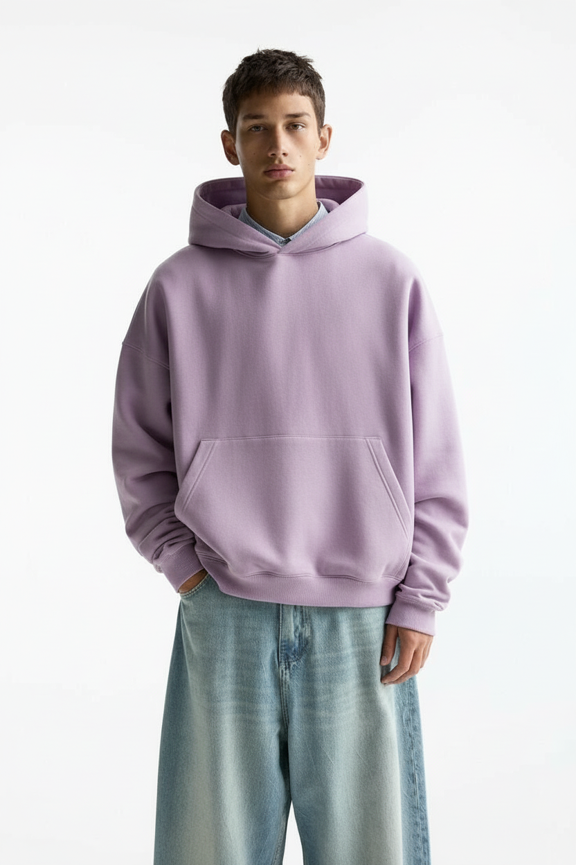 Premium 350 GSM Solid Lavender Oversized Hoodie