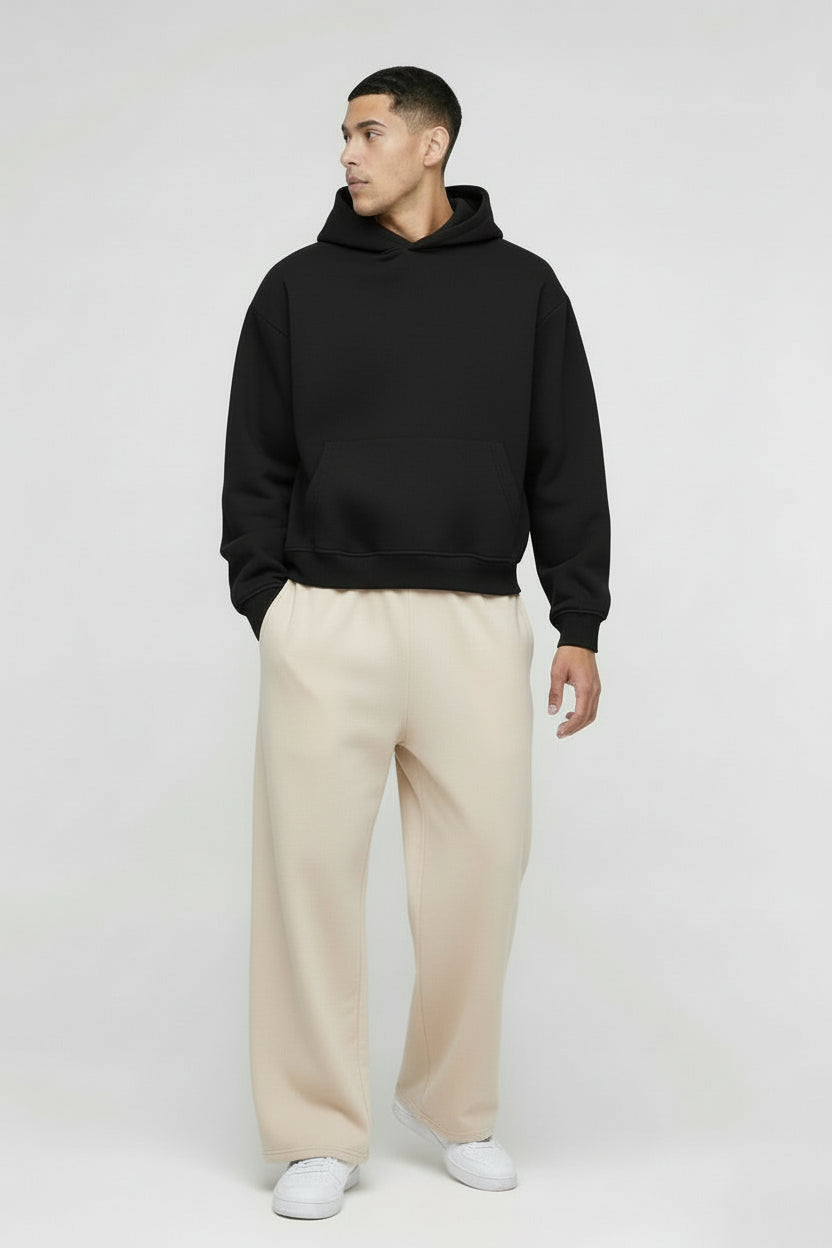 The Essential Black Oversized Hoodie | Premium Heavyweight Blank (Unisex)