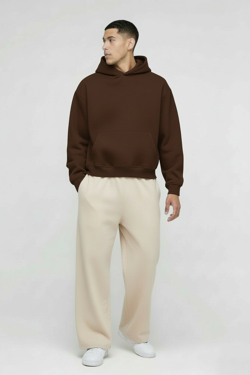 Premium Oversized Cocoa Brown Hoodie for Men | Ultra-Soft Fabric, Relaxed Fit, Minimalist Streetwear Essential”