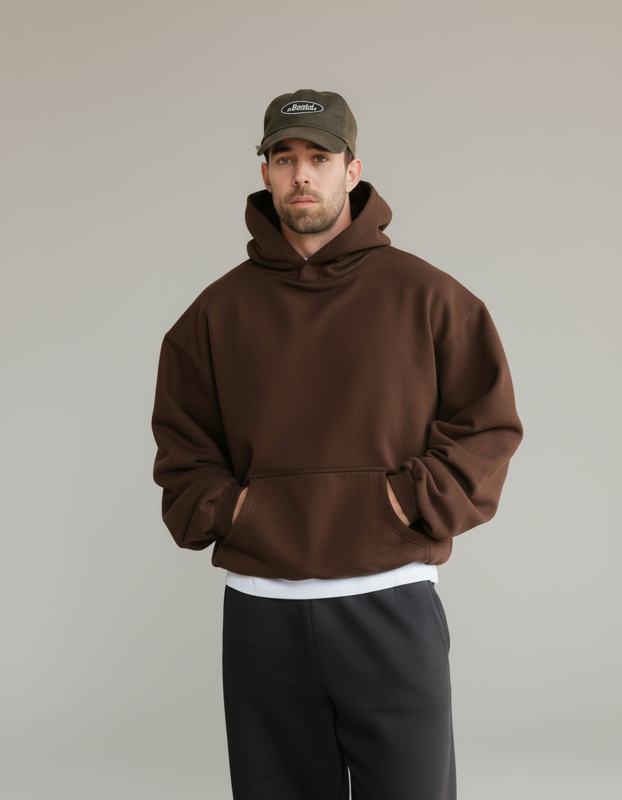 Premium Oversized Cocoa Brown Hoodie for Men | Ultra-Soft Fabric, Relaxed Fit, Minimalist Streetwear Essential”