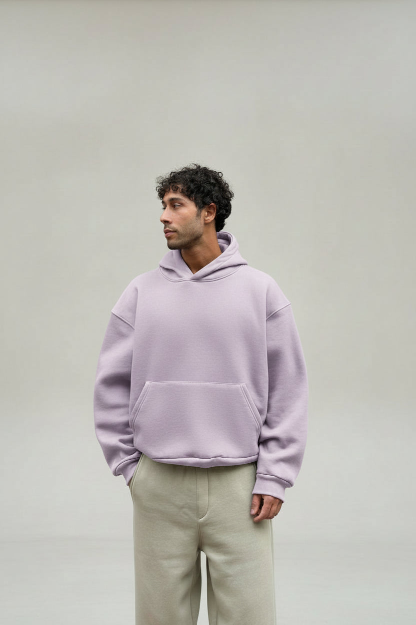 Premium 350 GSM Solid Lavender Oversized Hoodie