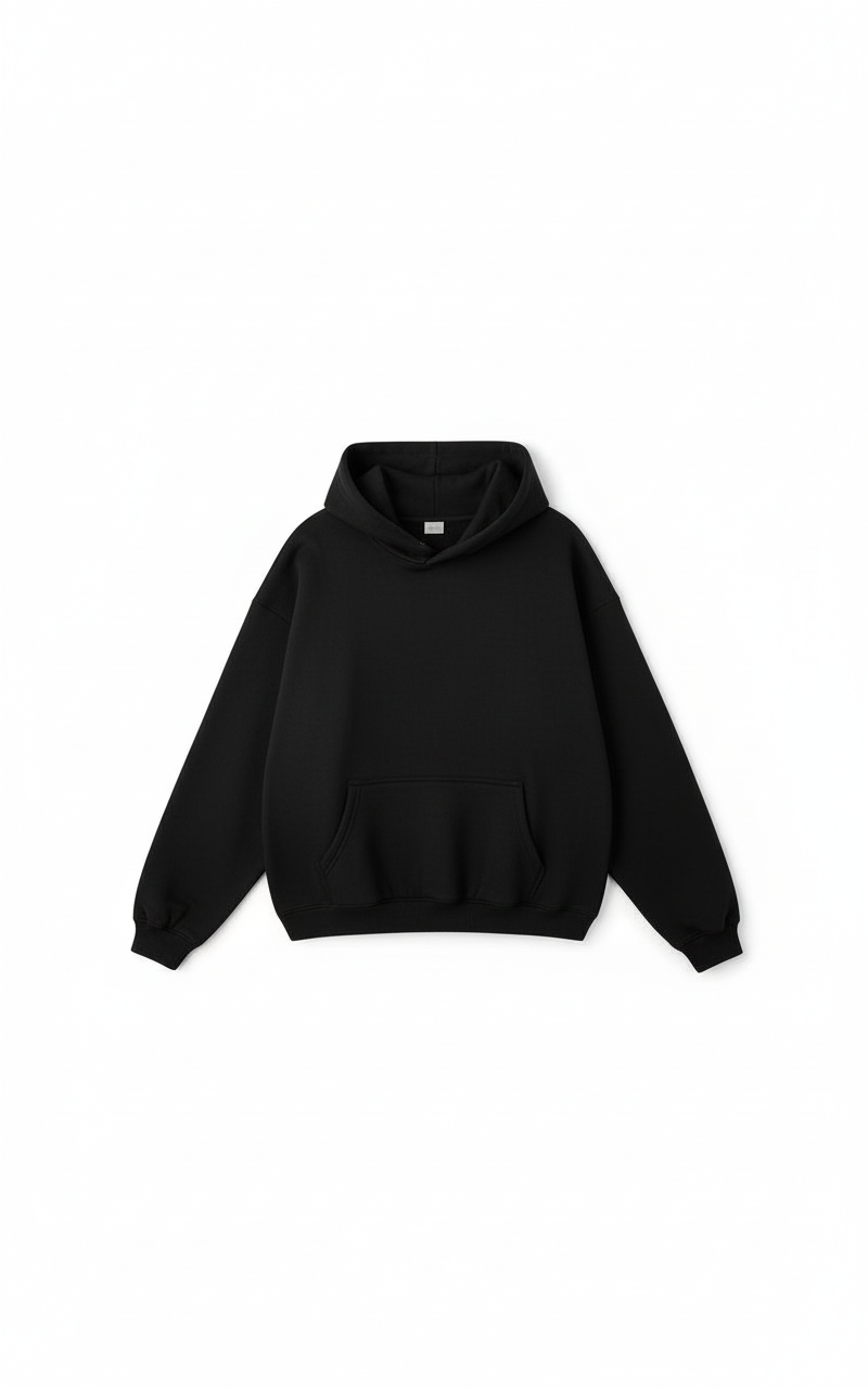 The Essential Black Oversized Hoodie | Premium Heavyweight Blank (Unisex)