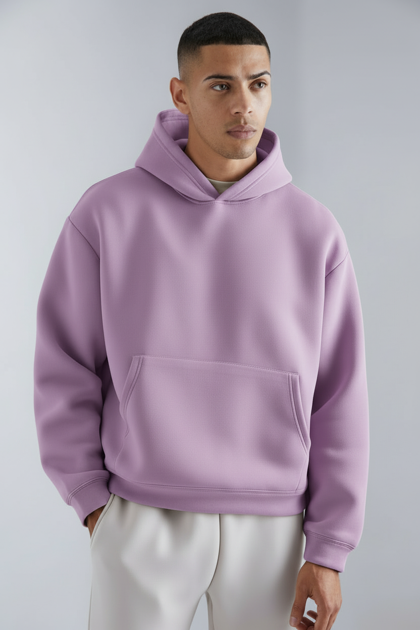 Premium 350 GSM Solid Lavender Oversized Hoodie