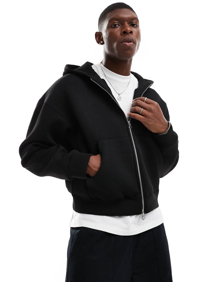 Men’s Premium Double Zipper Black Hoodie
