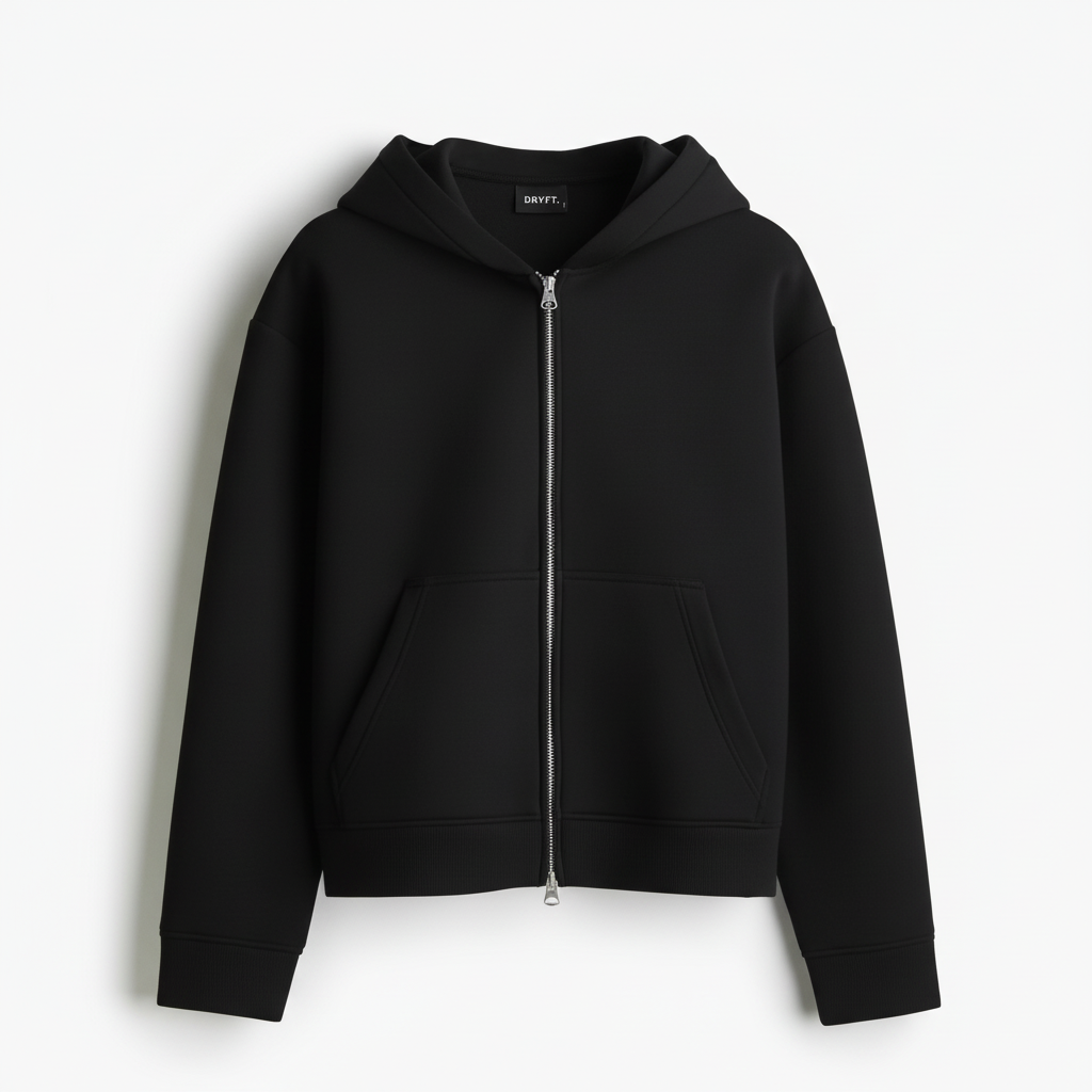 DRYFT Black Hoodie - Silver Zipper Updated