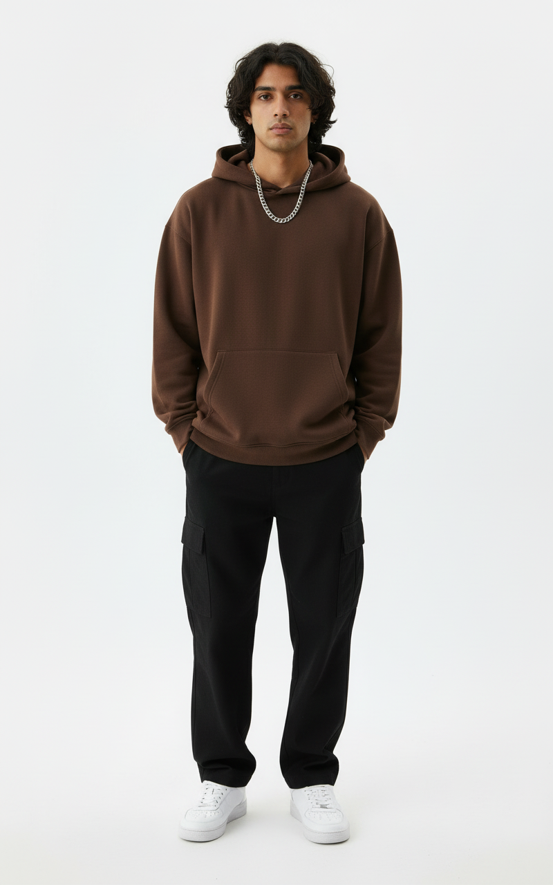Rahul Brown Hoodie Standing