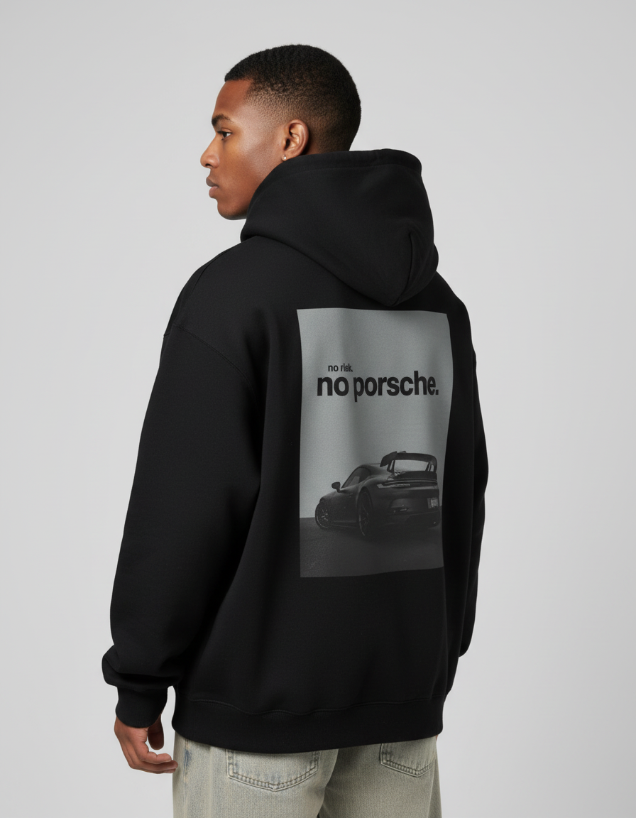 DRYFT. 'No Risk No Porsche' Oversized Hoodie - Black