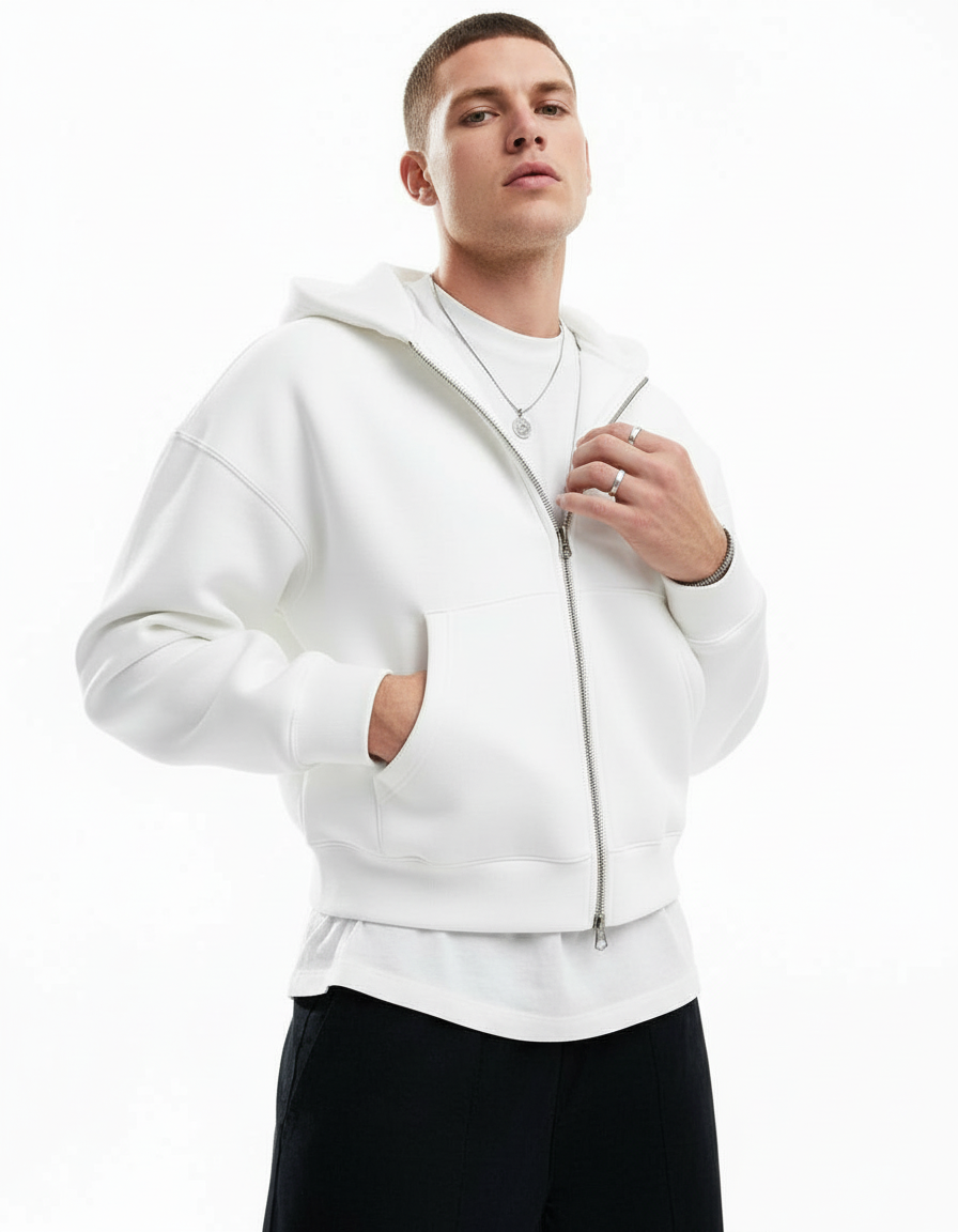 White model - white hoodie